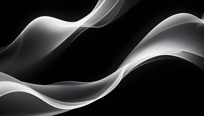 Abstract white waves on an elegant black background