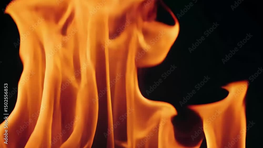 Poster flames dancing against a dark background in slow motion create an intense and mesmerizing atmosphere
