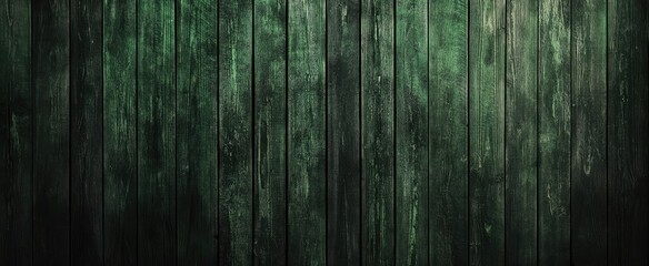 A dark green wood plank wall with a weathered and distressed look
