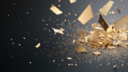 Golden Particles Bursting on Dark Background particles background gold explosion scatter glitter fly
