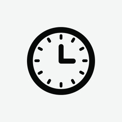 Download a clean and bold clock icon vector silhouette. Ideal for time management apps, digital dashboards, infographics, websites, and printable graphics.