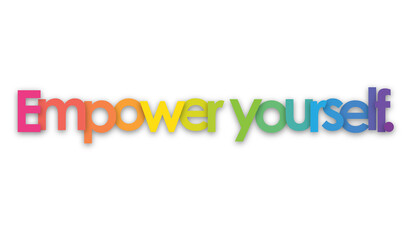 EMPOWER YOURSELF. colorful typography banner on transparent background