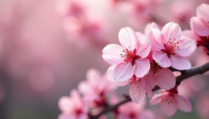 Fototapeta premium Delicate pink sakura blossoms, full bloom, soft focus, texture, surface, vector