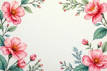 Fototapeta premium Delicate watercolor floral pattern on textured paper, texture, fabric, motifs