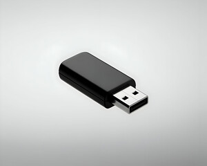 Black USB Flash Drive Mockup on White Background
