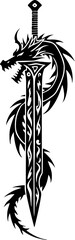  Dragon and Tribal Sword Design vector