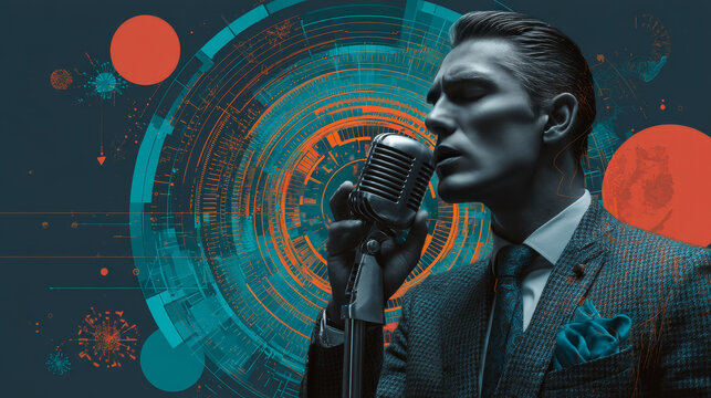 the speaker with text to speech pop art retro vector illustration. Public speaking. business training or political oratory