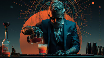 The bartender pours a glass of beer pop art retro vector. Pub and draught alcohol