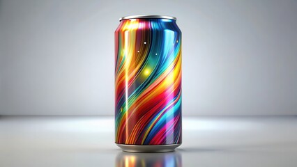 Obraz premium Sleek aluminum can with futuristic design features vibrant branding and colorful graphics , brand identity, sleek design