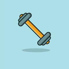 Simple flat vector illustration of a dumbbell with a yellow bar and gray weights. Ideal for fitness apps, gym promotions, or workout-themed designs