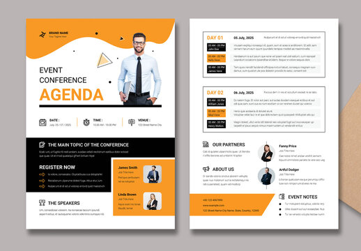 Event Conference Agenda Flyer Template Layout