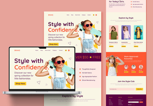 Kids Fashion Landing Page Design Template