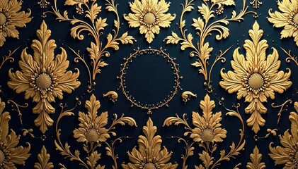 Intricate floral damask pattern in elegant gold , gold pattern, floral