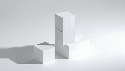 White Cubes Minimalist Geometric Composition