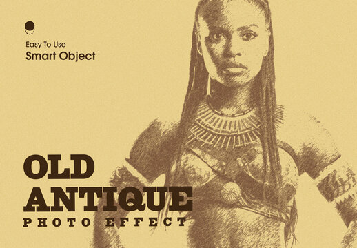 Vintage Antique Sketch Photo Effect Template