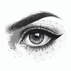 Obraz premium Realistic Eye with Eyelashes and Makeup