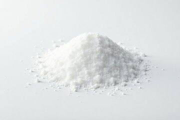Pile of white sugar crystals on pristine white background, dessert, subtle