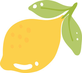 Lemon Illustration, Fresh Citrus Fruit Clipart, Rustic Kitchen Art


