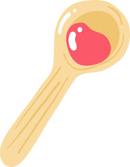 Strawberry Jam on Spoon Illustration, Cozy Kitchen Clipart, Rustic Breakfast Art

