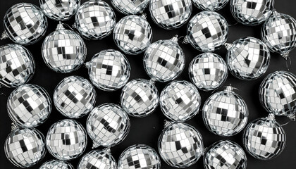 Obraz premium Silver Disco Balls on Black Background