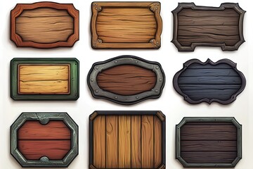 Vibrant Fantasy Frames: Lifelike Wooden Panels with Metallic Accents for Engaging Background Design