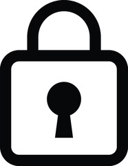 Outline style padlock icon representing secure access and protection