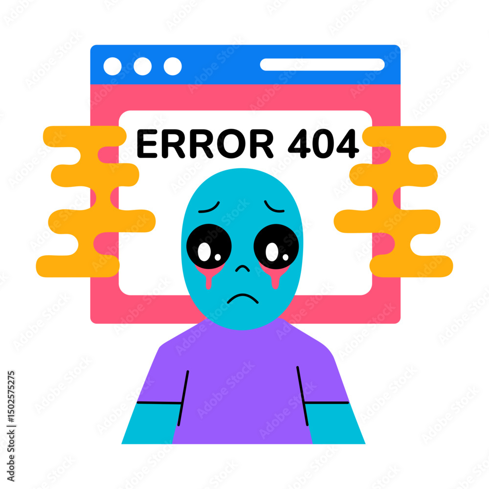Canvas Prints a flat style illustration showing a digital 404 error