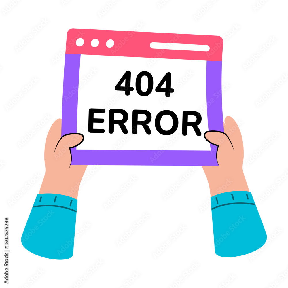 Wall mural flat style illustration showing a scene of web error