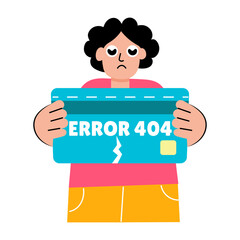 Flat style illustration depicting a failed transaction error message