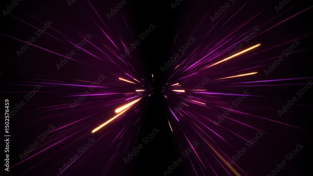 Poster moving through colorful light streaks abstract background animation slow motion