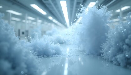 Abstract data clouds with flowing binary code and light particles .