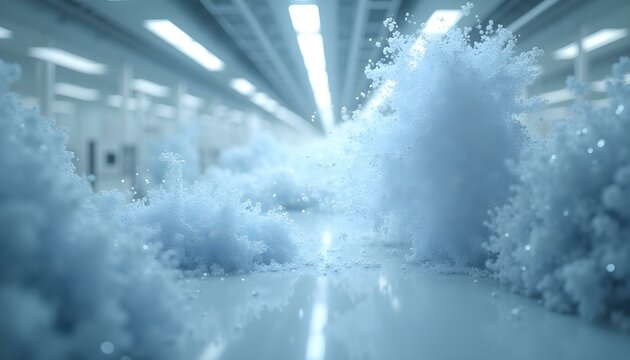 Abstract data clouds with flowing binary code and light particles .