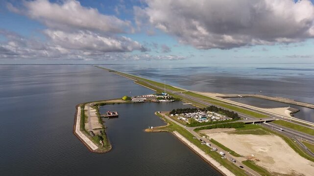 Kornwerderzand, afsluitdijk causeway connecting friesland and north holland