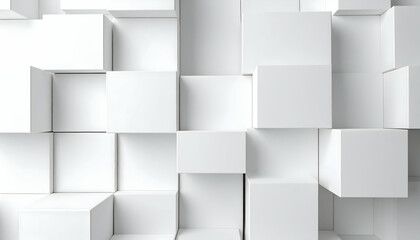 White Geometric Cube Pattern Background