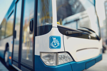 Obraz premium Close-up view of accessible bus emphasizing inclusivity and support for individuals with disabilities