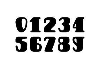 Rounded numbers, kids numerals 0 to 9 made in black style, vector illustration 10EPS