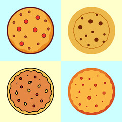 Flat Illustration of Cookies in Various Styles - Vector Set