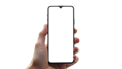smartphone in hand, png mockup for any background and any image on the screen