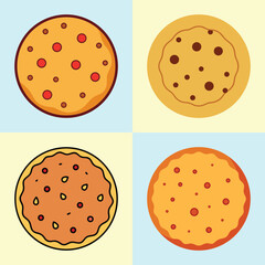Flat Illustration of Cookies in Various Styles - Vector Set