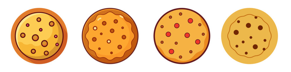 Flat Illustration of Cookies in Various Styles - Vector Set