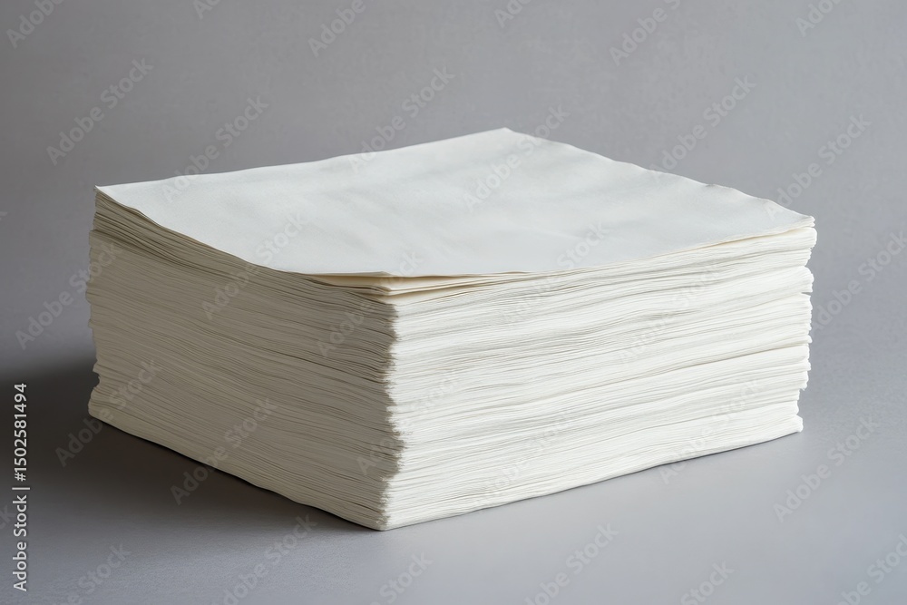 Poster top view of stack of blank sheets on grey surface - ideal for brochure and business advertisements