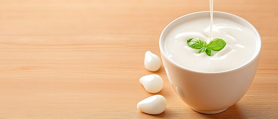 Yogurt Pouring Wood Table