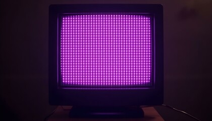 Retro 80s neon grid with glowing lines and vibrant purple and pink hues  .