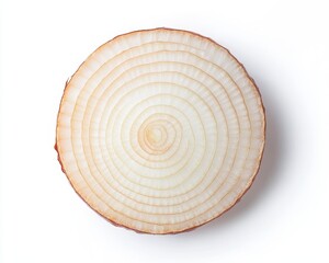 Isolated White Onion Slices and Whole Bulbs on a Clean White Surface