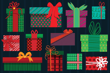 Collection of christmas gift box  Drawing  Illustrations and vectors