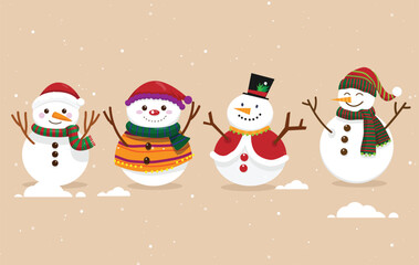 cute snowman cartoon hand drawn collection set Illustrations and vectors