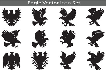 Obraz premium A Set of Eagle silhouette icon collection vector illustration on a white background