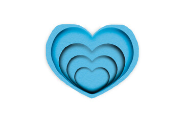 Light blue paper cut into a heart shape placed on a transparent background.