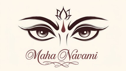 Durga Face with Maha Navami Background 