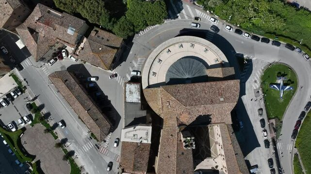 Aerial view of the basilica of the holy house in italy